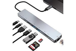 NFMAXONE Hub USB C 8 en 1 Ethernet Gigabit HDMI 4K 60Hz con PD 100W Adaptador Tipo C 3.2 Compatible con MacBook Air, Pro iPad, iPhone 16 Plus MAX, Surface, Galaxy Tab S9, Galaxy S24 Ultra, Surface, 10Gbps