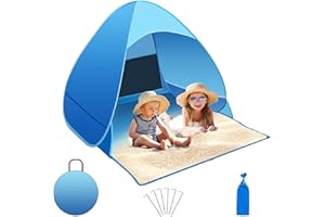 NINGESHOP Tente de Plage Pop Up, Tente de Plage Automatique, Portable Abri de Plage, avec Protection UV 50 +, avec Sac de Transport et Piquets pour Famille Plage, Jardin, Camping