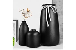‎BEINHOME Vasen Keramik 3er Set 25+15+10cm Höhe,Blumenvasen für Pampasgras Modern Home Decor,Groß Modern Vasen für Blumen Tabelle Bücherregal Kaminsims Wohnzimmer Schlafzimmer Büro Hochzeit Party Geschenk