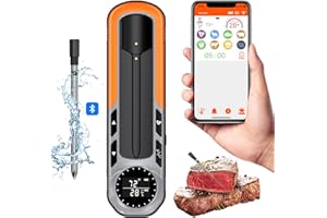 Onherm Smarte Kabellose Fleischthermometer 152m Bluetooth Grillthermometer mit Display, Hitzebeständig bis 275℃, Digitale Küchenthermometer für Backofen, BBQ-Grill, Rotisserie