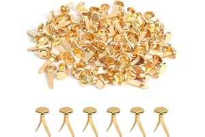 Yeqqzq 100Pcs Split Pins, Round Scrapbooking Brads, Split Pins Paper Fasteners Brads for Craft Art Crafting School Project Decorative Scrapbooking DIY Supplies (Gold)