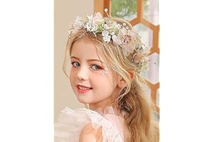 IYOU Accessori per capelli da ragazza con fiori rosa, fascia per capelli per compleanno, comunione, accessori per capelli per costume da principessa matrimonio