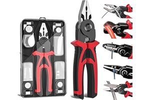 CANDEON 5 in 1 Kombizange, Austauschbar Crimpzangen Set Kombinationszange Set, 8 Zoll Multifunktion Zangen Set Mit Abisolierzange Und Crimpzange Schneidezange, Stahldrahtzange Zum Abisolieren, Crimpen