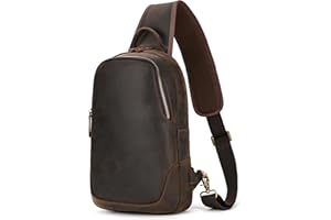 newsbirds Zaino Monospalla Uomo Vera Pelle Borsello Uomo Pelle Tracolla Spalla Sling Bag Crossbody Bag Borse Petto per Trekking Viaggi Lavoro Scolastici