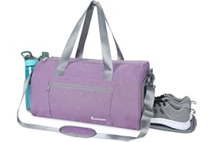 SPORTSNEW Sac de Sport Homme Femme Sac Voyage Weekend avec Compartiment Chaussures et Poche Humide 38L Sac Gym Fitness avec Bandoulière, Violet (Poches Améliorées)