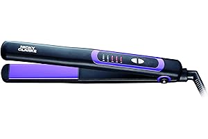Nicky Clarke Frizz Control Straightener Ionic Technology Tourmaline Ceramic Plates, 5 Heat Settings up to 230°C Suits All Hair Types, Fast Heat Up, 360° Swivel 2m Salon Cable Black & Purple - NSS236