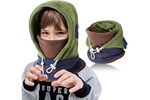 TAGVO Cagoule de d'hiver Enfants de 5 à 13 Ans, Multifonction Réglable Masque de Ski Thermique, Cagoule Cache-Cou en Polaire, Cagoule Coupe-Vent Balaclava pour Les Sports de Plein Air garçons Filles