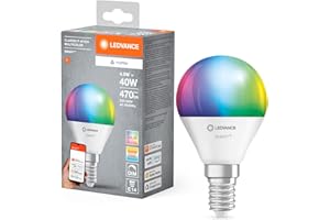 ‎LEDVANCE LEDVANCE Lampa LED SMART+ MATTER, kompatybilna z Google, Alexa, Apple, biała matowa, 4,9 W, 470 lm, trzonek E14, światło kolorowe i białe, sterowanie aplikacją lub głosem, żywotność do 20 000 godzin