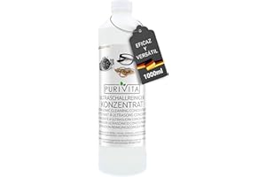 PURIVITA - Líquido para Limpiador Ultrasonidos - baño ultrasónico, Limpiador plata, gafas, dentaduras postizas, joyas - Limpiador Ultrasónico 1000ml