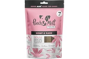 Pooch & Mutt - Pequeños palitos dentales relajantes para Perros con Sabor a cáñamo y Salvia, 1 Paquete con 7 Palos