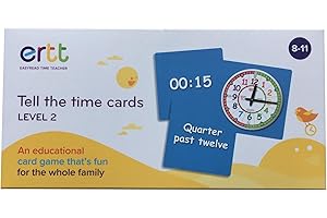 ERTT EasyRead Time Teacher Tell The Time Card Game - Level 2, Age 8-11, 60 Cards, 2 Instruction Cards, Portable, 2+ Players, 2018