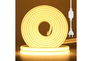 Wisada COB Neon LED Streifen, AC220-240V 288LEDs/m Superhell Flexible FCOB LED Leuchtband (Schnitt alle 50cm), COB LED Band mit Stromkabel für Weihnachten, Party Heim DIY Deko (Warmweiß, 0.5M)