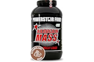 ‎POWERSTAR FOOD Powerstar HARDGAIN MASS 3600g | WEIGHT GAINER mit Kreatin & ohne Zucker-Zusatz | Masse, Kraft & schneller Muskelaufbau | Deutsche Herstellung | Mass Gainer Shake zum Zunehmen | Chocolate-Nut