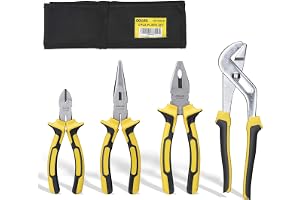 DOWELL Tångset 4 delar med förvaringspåse 20 cm spetsnåltång 20 cm kombinationstång 15 cm diagonaltång 25 cm spårfogstång