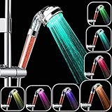 Rovtop Soffione Doccia Led, Arcobaleno Doccia Soffione, non c'è Bisogno di Alimentazione, 7 Colori Cambiano Casualmente, Risp