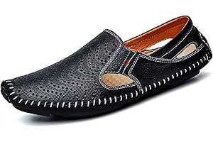 ASIFN Scarpe da Guida Barca Mocassini Loafers in Pelle Slip on Flat Casual Uomo