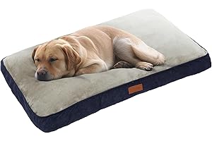 Ellie-Bo Matelas Doux et Lavable, pour Chiens, Bordures en Velours Côtelé et Revêtement en Fausse Fourrure, Rembourrage en Fibres de Polyester, pour Cage de 91,4 cm, L, 87 x 57 x 10 cm, Bleu/Gris