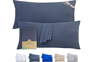 ‎TERRA BEDS Terra Beds Kissenbezug 40 x 80 (Set mit 2) - 100% Baumwolle Jersey 160 g/m², Oeko-Tex Zertifiziert - Kopfkissenbezug 40x80 für kissen 40x80 mit Reißverschluss, weich und atmungsaktiv -(Anthrazit Grau)