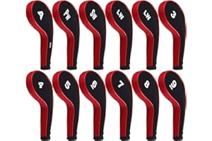 Andux Number Print Golf Iron Club Head Covers Long Neck with Zipper 12pcs/Set