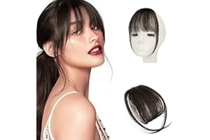 Sofeiyan Frangia Clip Capelli Veri Frangetta Finta Extension 100% Capelli Veri Natural Bangs Hair Clip Frontale Frangia Posticci per Capelli Donna, Marrone scuro