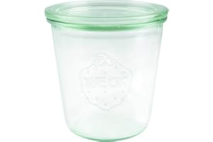 Weck Lot de 6 bocaux en verre de 290 ml (bocaux de conservation de qualité supérieure, avec couvercle en verre, pour la conservation, résistant à la chaleur, passe au micro-ondes, au four, verre à