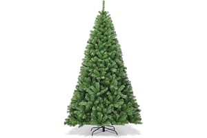 KOMFOTTEU Konstgjord julgran 150/180/210/230/270 cm av PVC, automatisk öppning paraply julgran med bas, julträd för hemmet (2