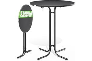 Casaria® Tavolo da Bar 80x110cm Pieghevole Rotondo Stabile Giardino Alto Bistrot Festa Tavolo da Birra Grigio