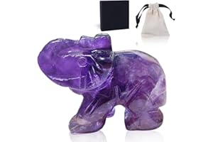 Tutukyle Amethyst Elefanten 1.5in Natürlich Figur Decoration, Heilsteine Amethyst Stein Schutzengel Geschenk Elefanten Figur Deko für Valentinstag Geburtstage Jahrestag Christmas und Thanksgiving