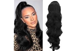 ENENBLAU Ponytail Extension Pferdeschwanz Haarteil Schwarz Clip in Extensions Locken Kordelzug lang Haarverlängerunge Perücke Natürliches Haarteil Gewellt Afro zopf 1B 60cm AL049A