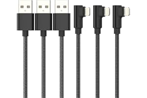ADILIFT 2m iPhone Lightning Kabel 90 Grad, 3Stück MFi Zertifiziert Lightning auf USB Ladekabel Winkel Stecker iPhone Nylon Schnellladekabel Kompatibel für iPhone 11 Pro Max Xs X XR 8 7 6s 6 plus SE