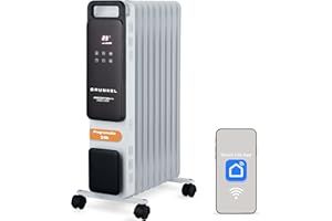 Radiador de Aceite GRUNKEL RD-2000PRO 2000W | 9 Elementos de Calor | Wi-Fi Integrado | Panel Táctil | Termostato 5–30°C | Modo ECO | Programación 24H | Protección Antivuelco (2000W)