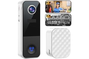 Ankway 3MP Video Doorbell Wireless - Doorbell Camera with 5200mAh Battery, 2.4Ghz WiFi, Two-Way Audio, Human & PIR Detection, Alarms, Compatible with Alexa and Google, SD and Cloud Storage