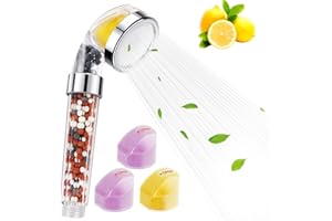 Vicloon Ducha de mano, 3 Modos Cabezal de Ducha con mayor presión filtro que incluye 3 tipos de bolas de iones negativos, 4 difusores con Aroma a Limón y Lavanda, Suaviza el Agua Dura, Ahorro de Agua