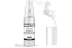 HOLAMDO 20g Paillettes Comestibles Spray, Blanc Paillettes Alimentaires Comestibles pour DéCoration de GâTeaux, Cocktails, Spray Paillette - Colorant Alimentaire Poudre Edible Glitter Spray