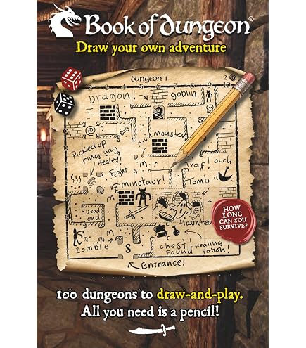 Lucky Duck Games - Paper App Dungeon | Version italienne | Jeu de Voyage | Age 8 + | 1 Joueur | 5 à 90 minutes