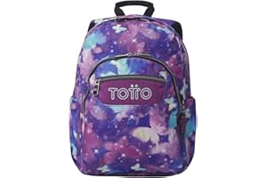 TOTTO - Mochila Escolar Adaptable a Carro, Modelo Acuareles, Capacidad 20 L, Bolsillo para Pc 14", 2 Bolsillos para Botella, Espaldar Ergonómico con Flujo de Aire, Cómodas Correas en S