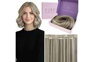 Fshine Extensiones de clip de pelo natural, 30 cm, 3 piezas, color marrón claro con reflejos rubio platino, 70 g, extensiones de pelo naturales, aptas para el uso diario, color 8P60