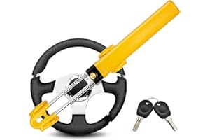 ZHSDUEWN Steering Wheel Lock Twin Bar, Car Steering Wheel Locks, Universal Steering Lock Heavy Duty High Visibility Universal Fit for Cars, SUVs, Motorhomes, Caravans, 2 Keys