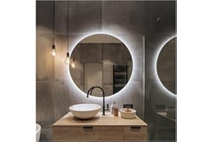 STYLE GLASS Specchio Rotondo da Parete RUBLO 60 cm, Specchio Retroilluminato Bagno, Led 4000K, Specchiera Bagno Made in Italy Personalizzabile Bordo Filo Lucido Moderno