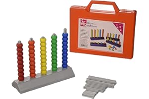 AURORA STORE.IT Abaco multibase 5 aste insegnamento matematica sussidio didattico scuole elementare 45 pezzi 1-4-6-10 in plastica e con valigetta