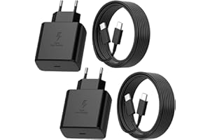 ELEHILS 2 Pack 45W USB C Cordon Chargeur de Rapide pour Sam Sung Galaxy S24 Ultra/S24/S23 Ultra/S22/S21/S20/Note 10/20, Galaxy Tab S8, Chargeur Mural avec Cordon 6.6FT