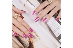 DANNI & TONI 28 Stickers Semi Cured Nail Wraps Soft Self-Adhesive Gel Nail Stickers(Cosmic Bloom),Pink Metallic Mirror Salon-Quality Gel Nail Polish Strips Manicure Stickers Set