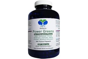 VITALLIFE Power Greens Top 8 Chlorophyll Pflanzen 360 Pulver Kapseln Natur Pur NICHT hochdosiert KEIN Extrakt OHNE Zusatzstoffe OHNE Füllstoffe. 26333