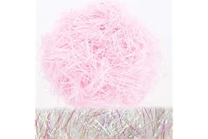 KYEDGC 200g Hamper Stuffing Filler, Red Shredded Tissue Paper, Raffia DIY Hamper Filling Filler Glitter Paper Shreds Box Basket Filling Grass Craft Ribbon for Birthday Party Supplies (Pink)