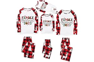ESSUE Ensemble Pyjamas de Noël Assortis pour la Famille Pyjama Noel Combinaison Manches Longues Pantalons Longs Ensemble Pyjamas Noël pour Papa Maman Enfants Bébé Chiens Chats
