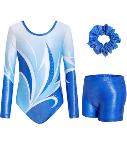 Justaucorps Gymnastique Fille Combinaison de gymnastique rythmique for filles, vêtements de danse, justaucorps de danse de Ballet à manches longues, Costume de patinage artistique brillant, body de Yo