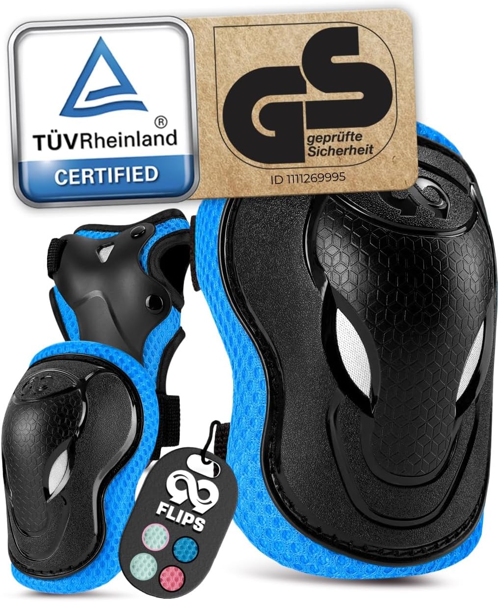 99FLIPS Protecciones Patines Niña e Niño Set [6 Piezas] para Patines en Línea y Monopatín - Coderas, Muñequeras y Rodilleras, Protectores para Niña Skate
