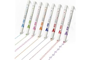 TULAMORIY 8pcs Bolígrafos Curvos de Colores,Curve Highlighter Pen,Marcadores de Punta Doble,Set de Rotuladores Resaltadores con 8 Formas de Curva Diferentes & Colores,para Niños,Estudiantes