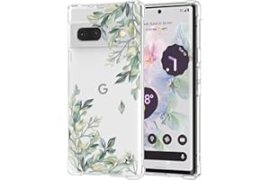 RALEAVO Etui w kwiaty do Google Pixel 7a, przezroczyste liście, kwiaty, etui na telefon, smukłe, urocze etui dla dziewcząt i kobiet, przezroczyste, miękkie, silikonowe, cztery rogi, odporne na