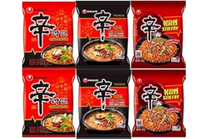 Starry Mart Nongshim SHIN Ramyun Korean Ultimate Spicy Ramen Bundle - Shin x 2, Black x 2 & Stir Fry x 2 (Pack of 6)